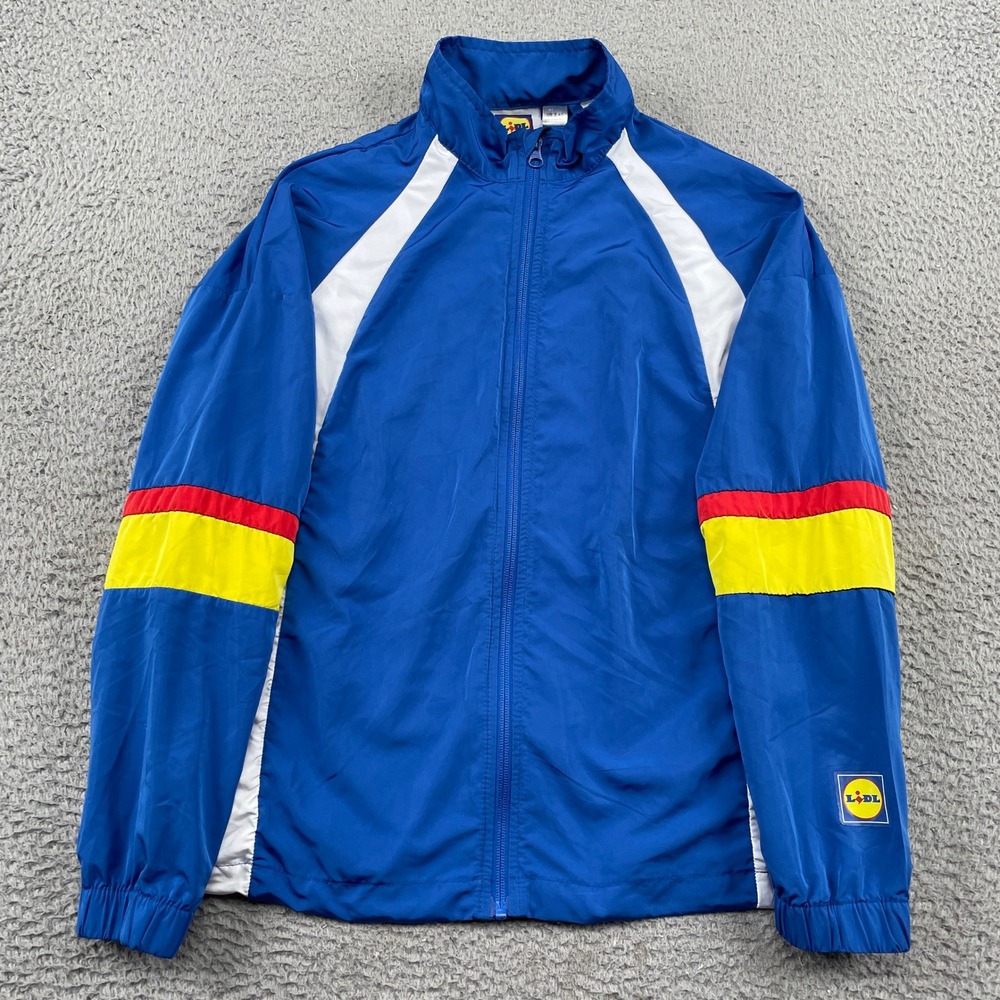 Lidl Windbreaker Jacket Mens Small Blue Track Jacket Colorblock Full Zip Sporty